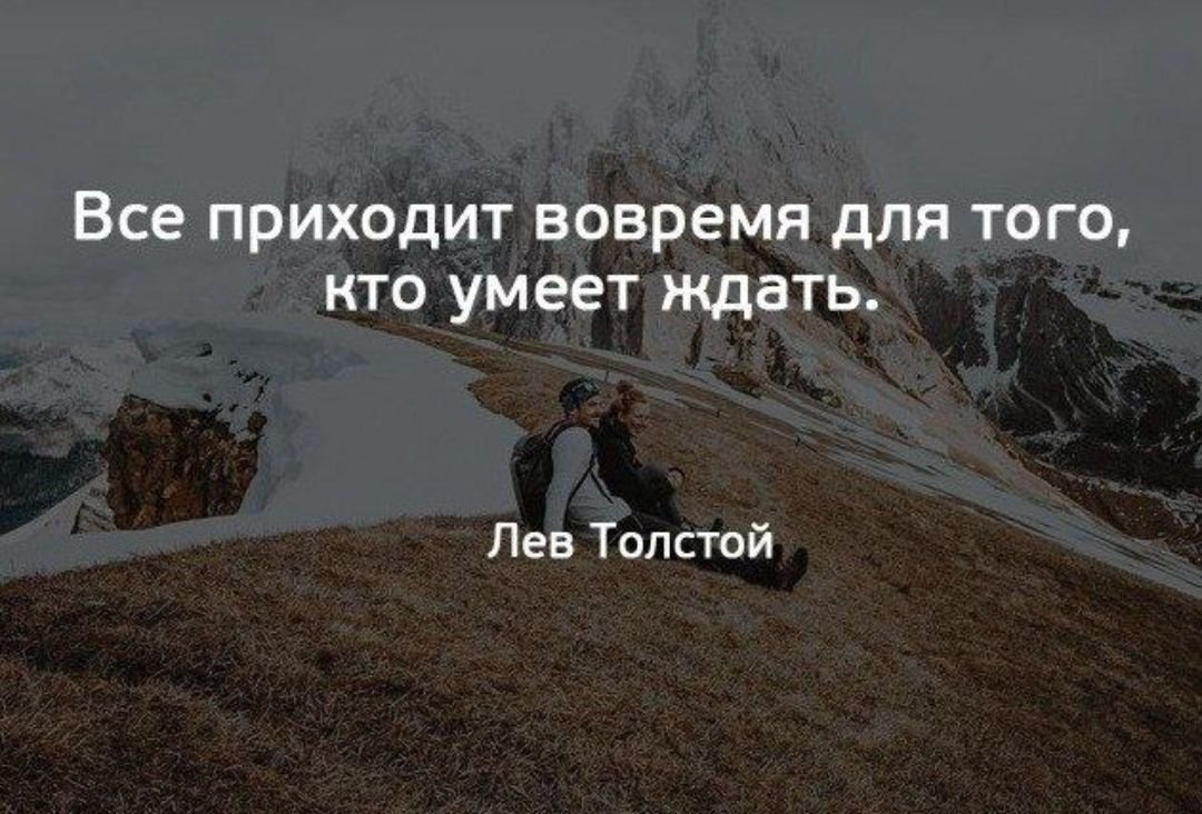 Все приходит вовремя для того кто умеет ждать Лев толстой