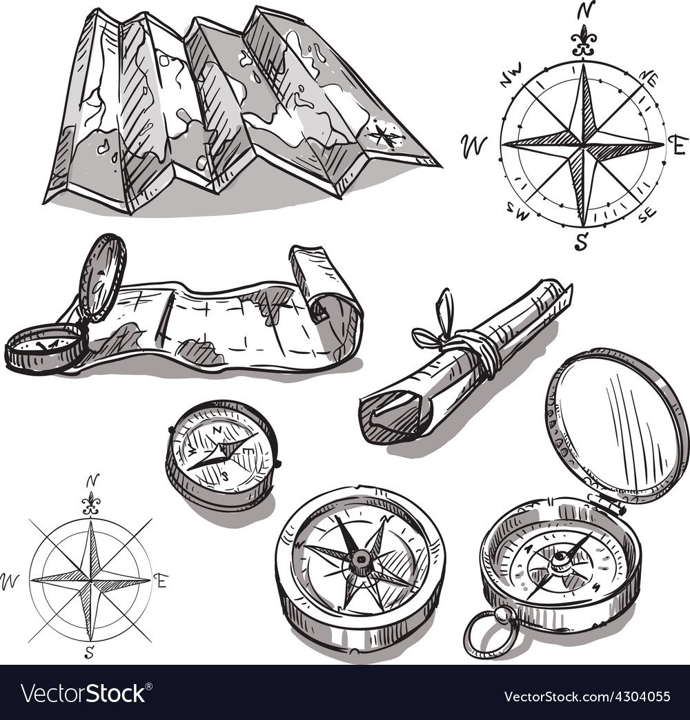 Компас рисунок карандашом