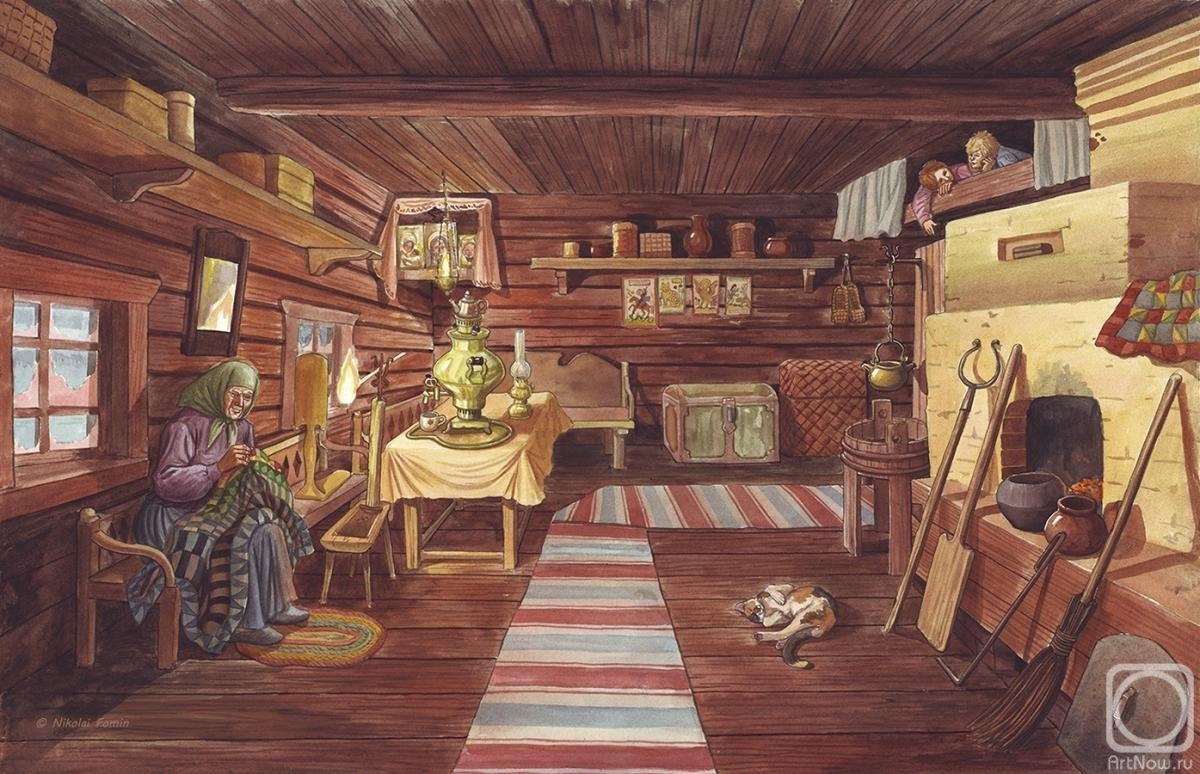 Изба внутри картинки для детей