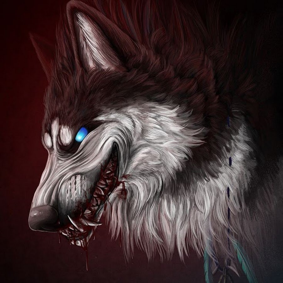 Волк со шрамом на глазу с крыльями