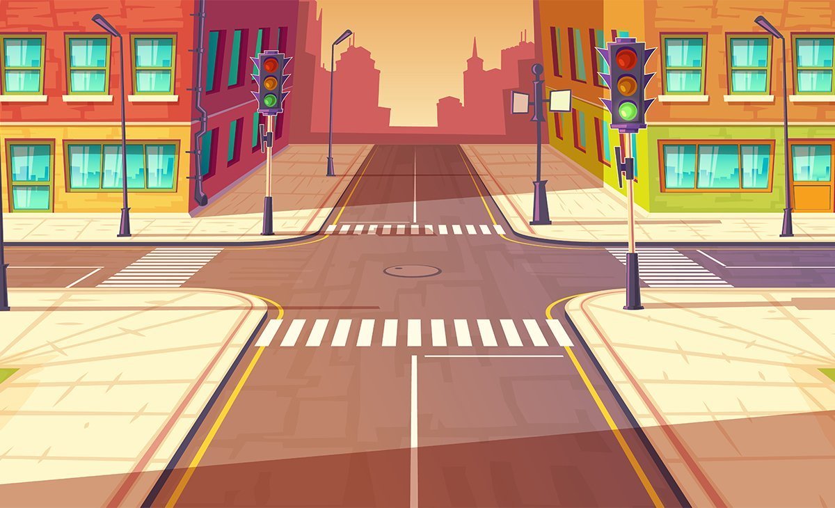 Мультяшная улица в городе