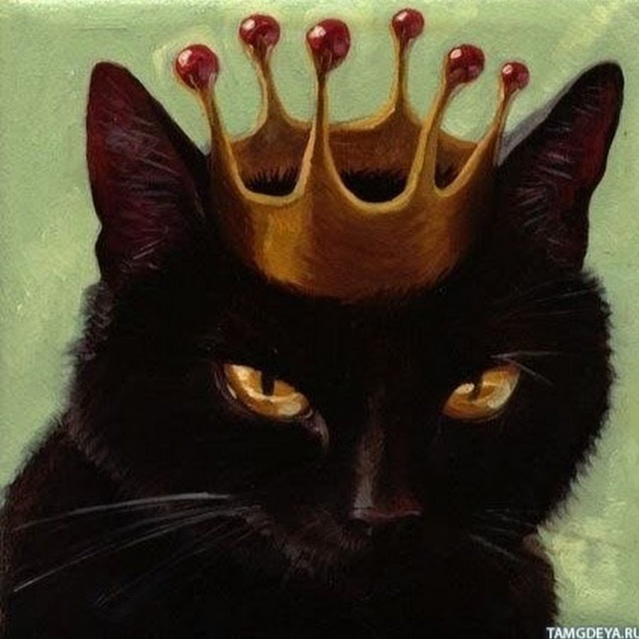 Черная кошка с короной