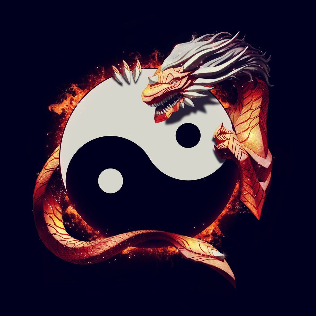 Авы Инь Янь с драконом