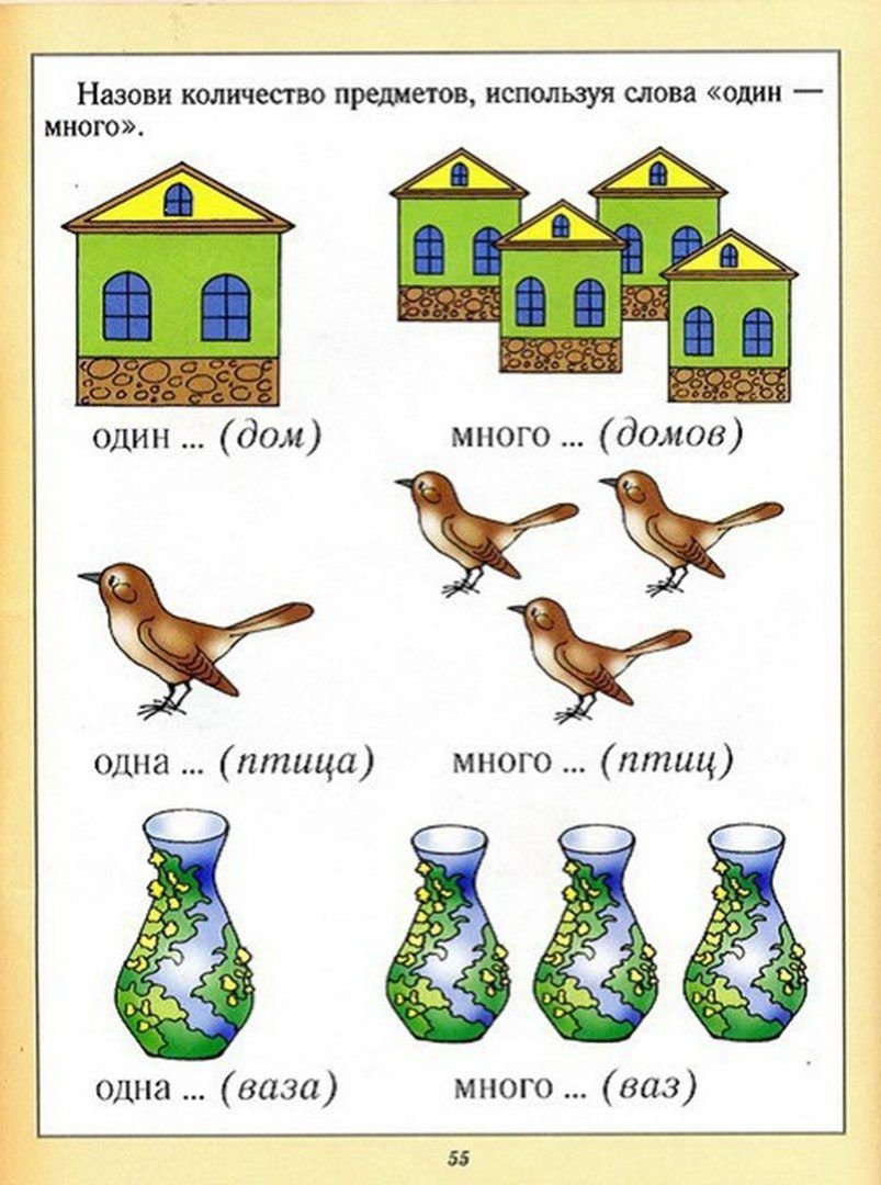 Логопедические карточки один много