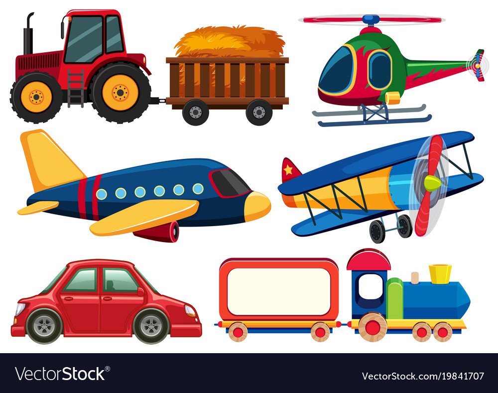 Разный транспорт на белом фоне