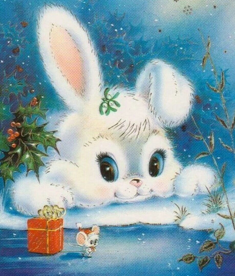 Новогодние открытки с зайцами