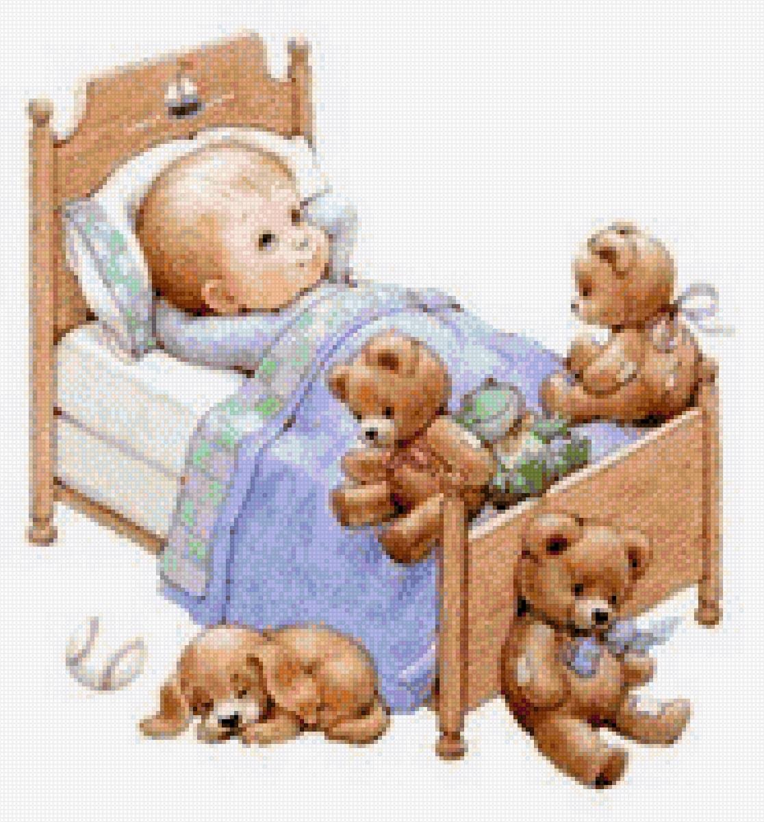 Клипарт малыш в кроватке