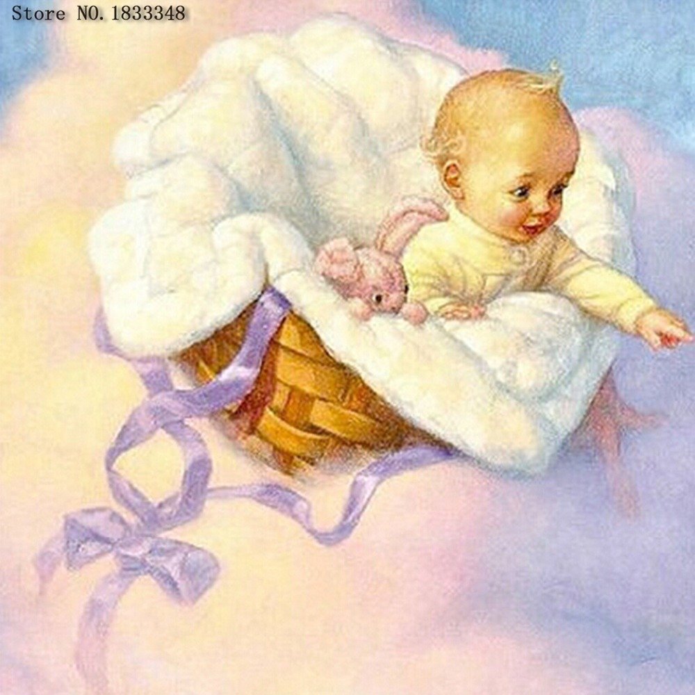 Младенец в люльке живопись