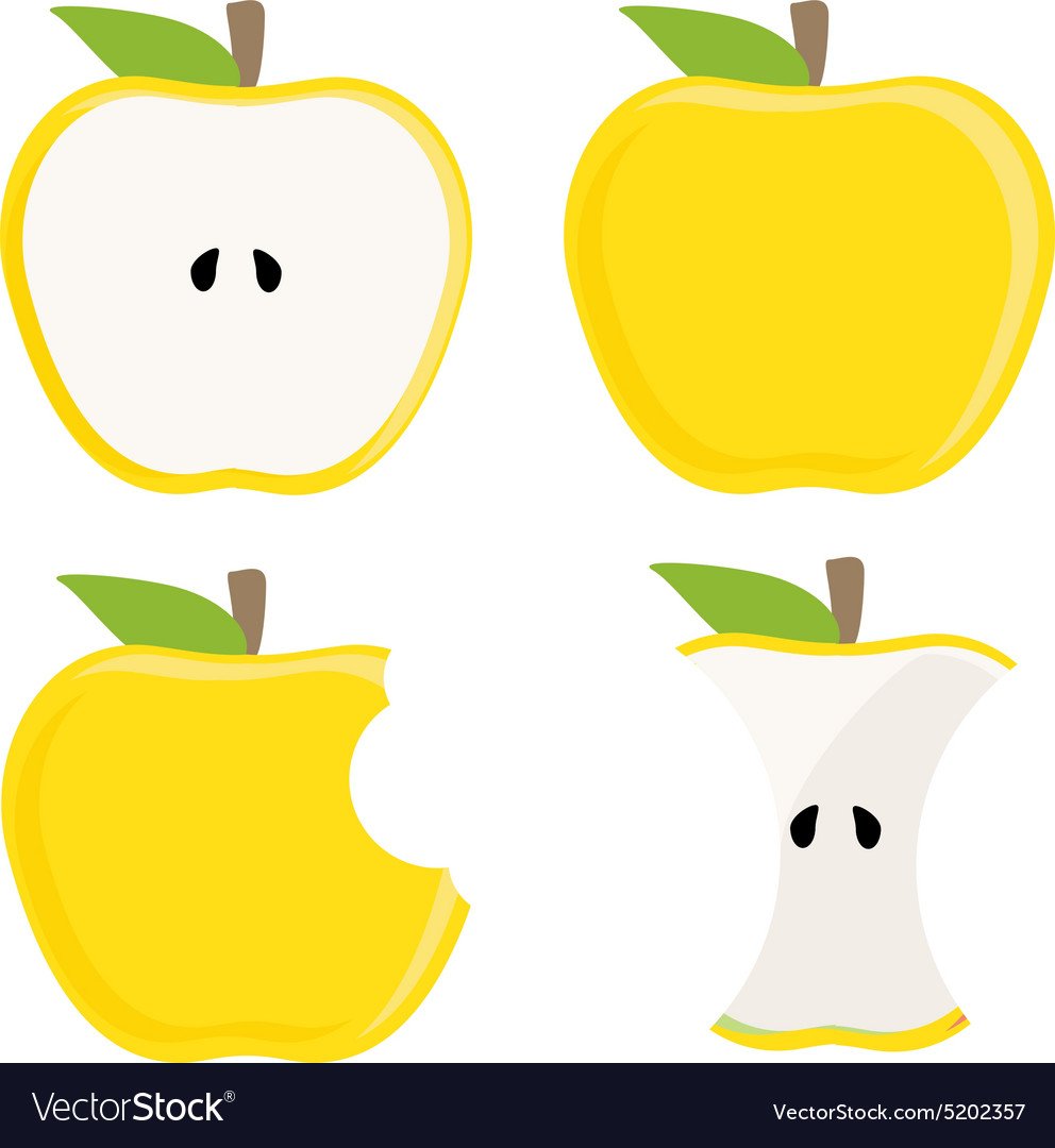 Яблоко желтое мультяшная