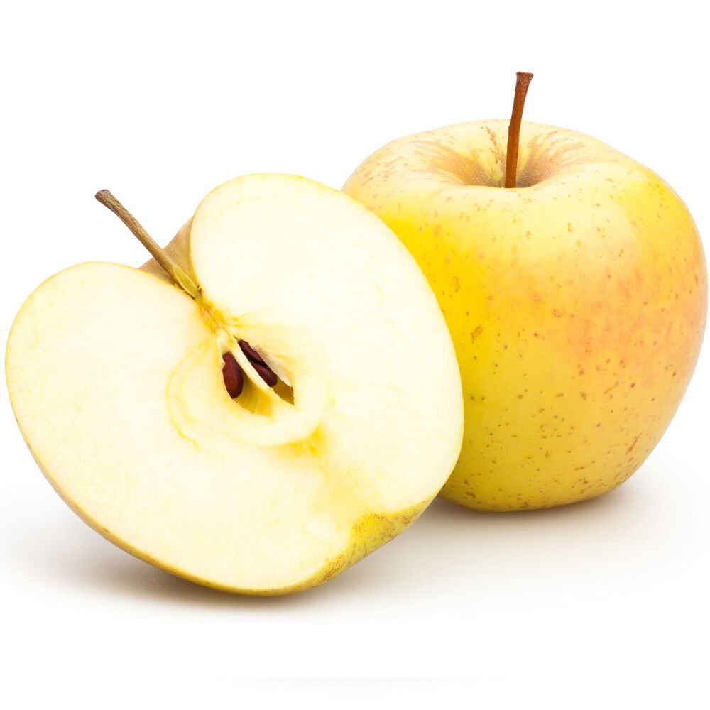 Желтое яблоко на белом фоне фоне