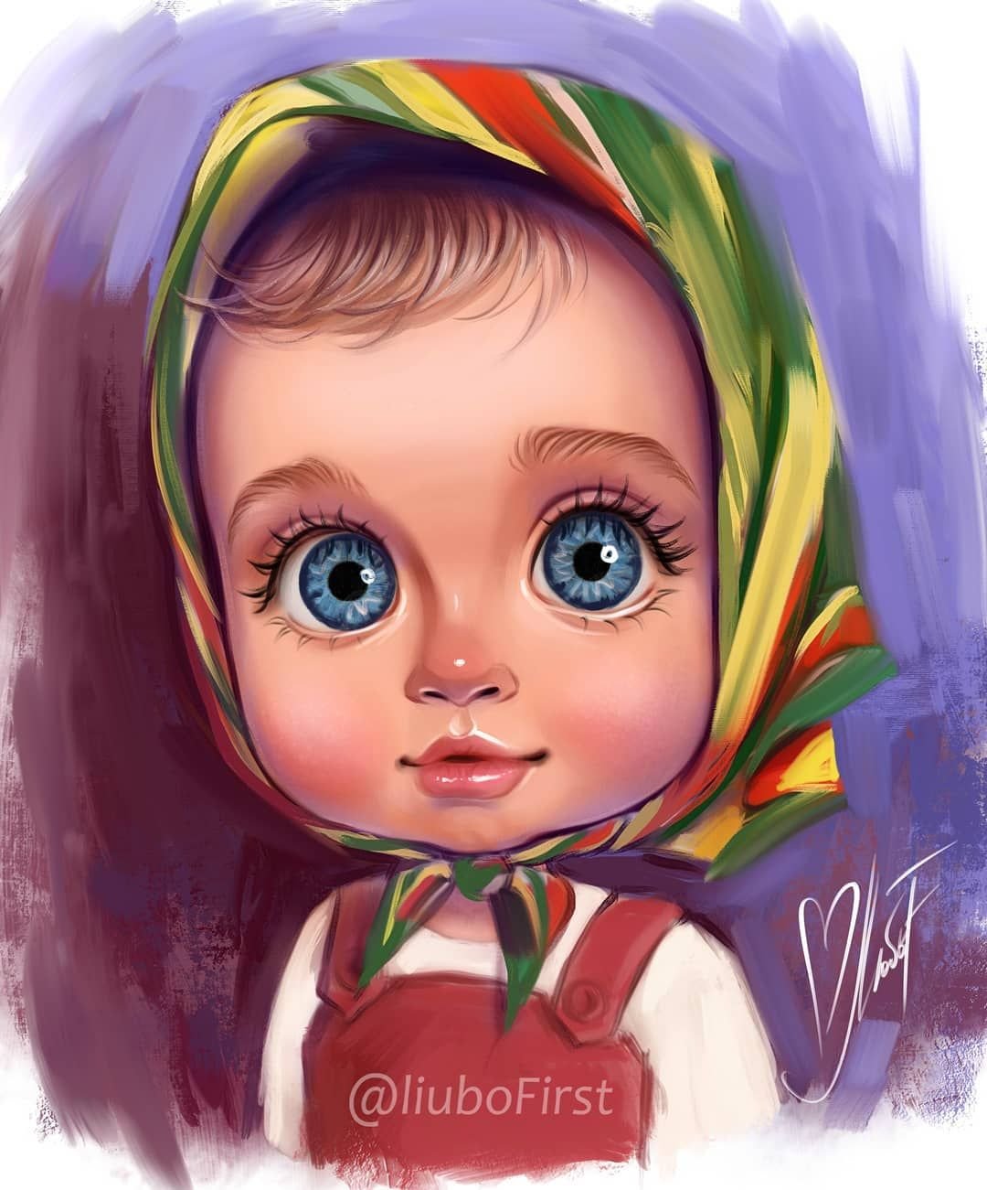 Мультяшные девочки в платочках