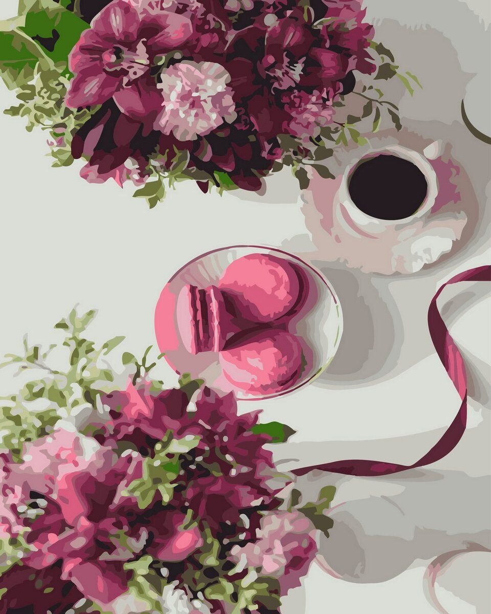 Красивые пионы и кофе