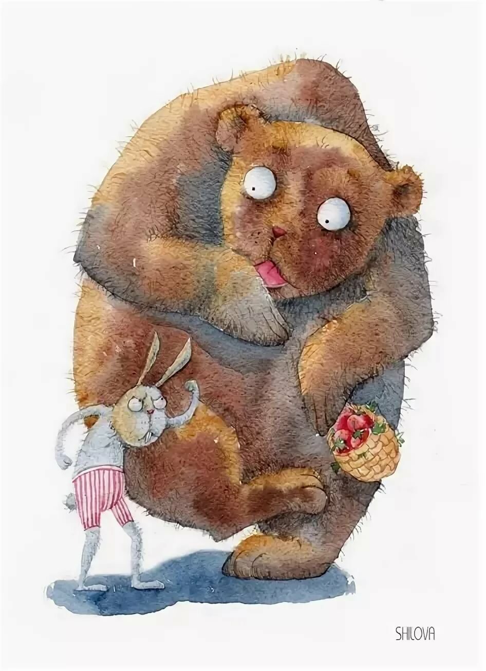 Мишка обнимает зайца