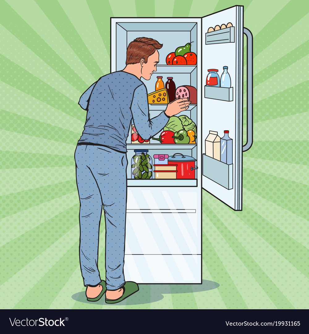 Холодильник в продуктами мультяшка