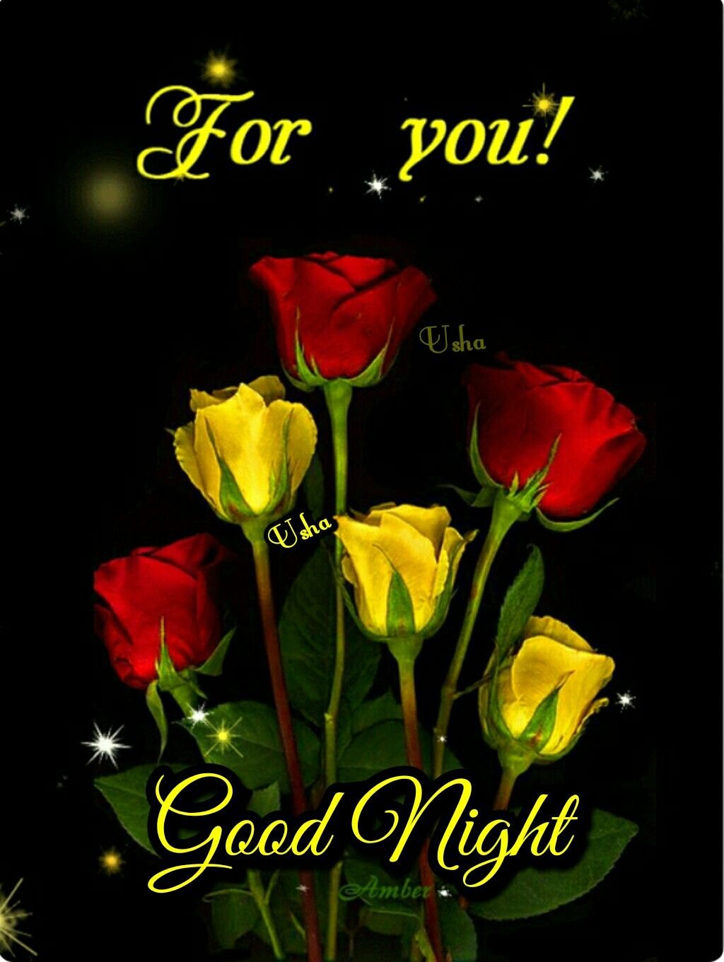 Доброй ночи с букетом цветов