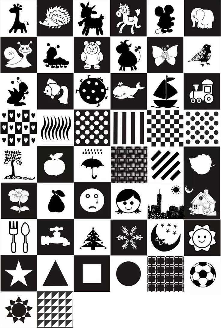 Черно белые карточки для новорожденных