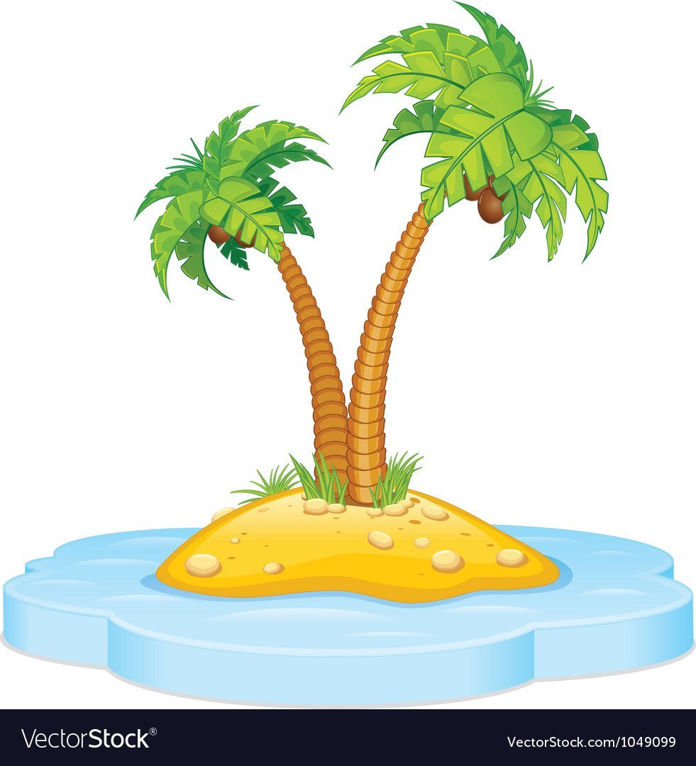 Мультяшный остров с пальмами