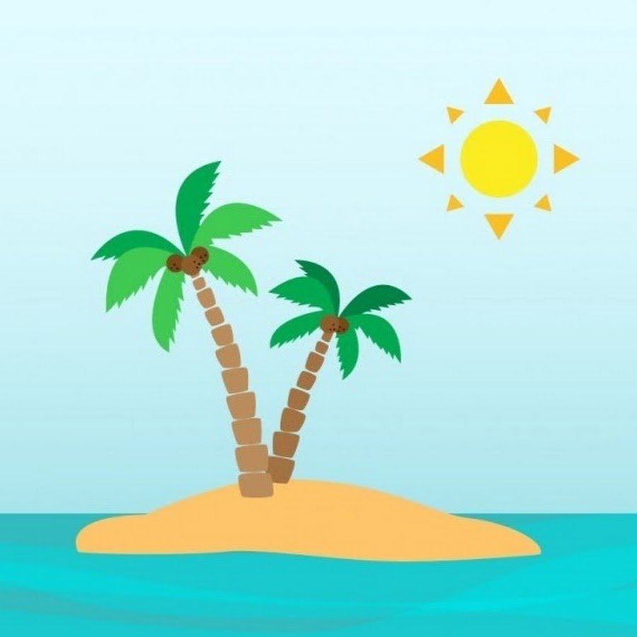 Рисование с детьми остров с пальмами