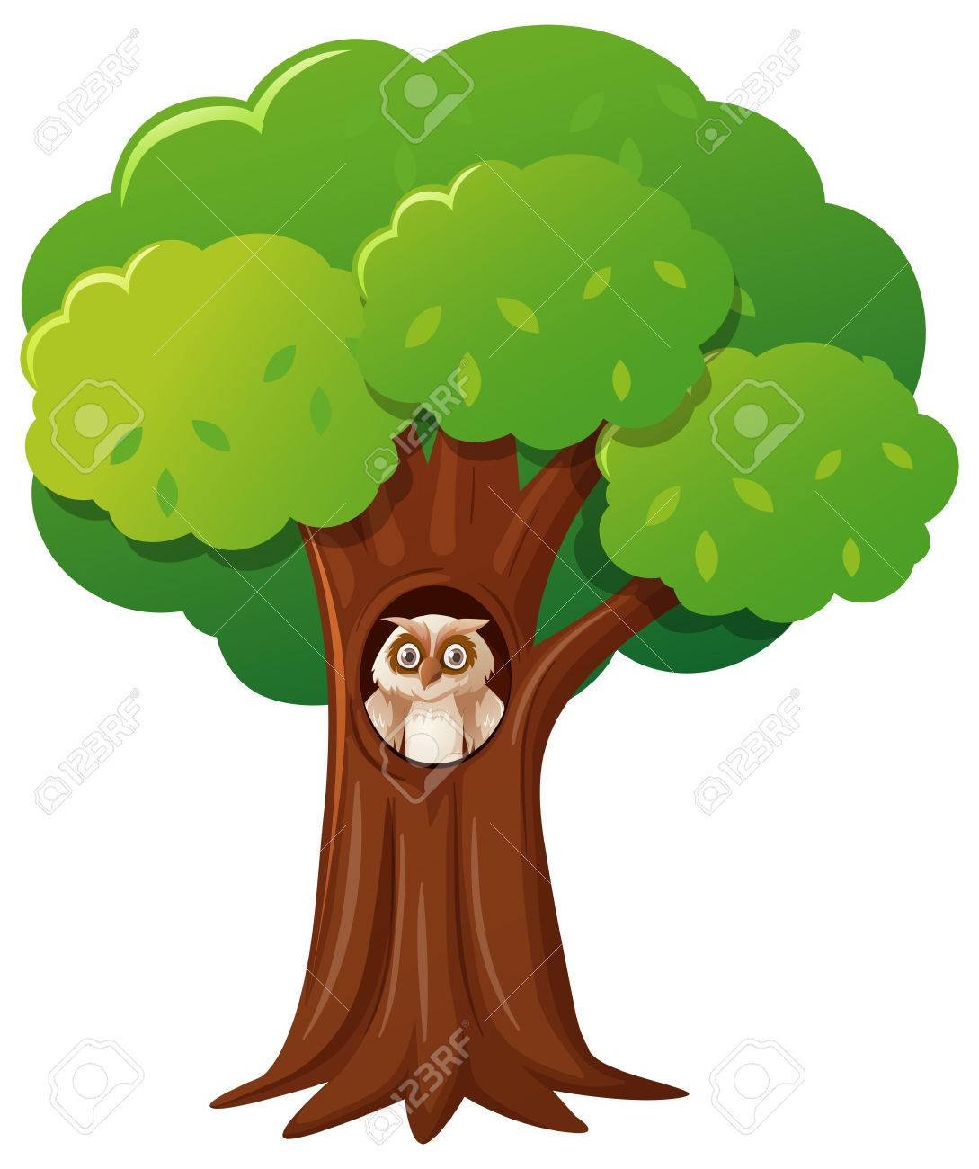 Мультяшное дерево с дуплом