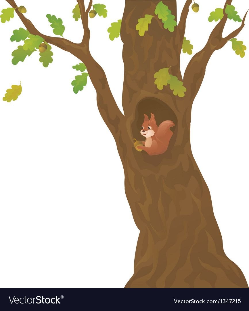 Осеннее дерево с дуплом для детей