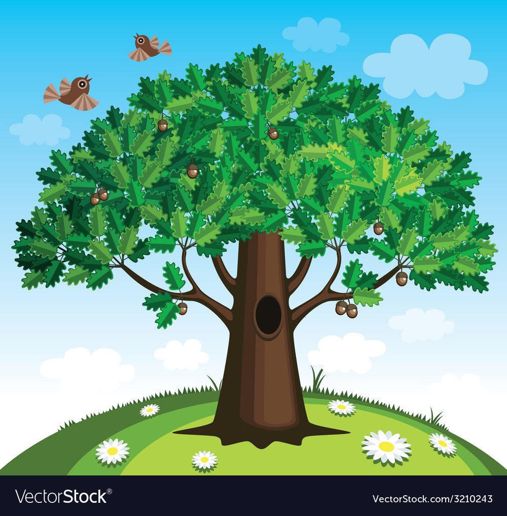 Мультяшное дерево с дуплом