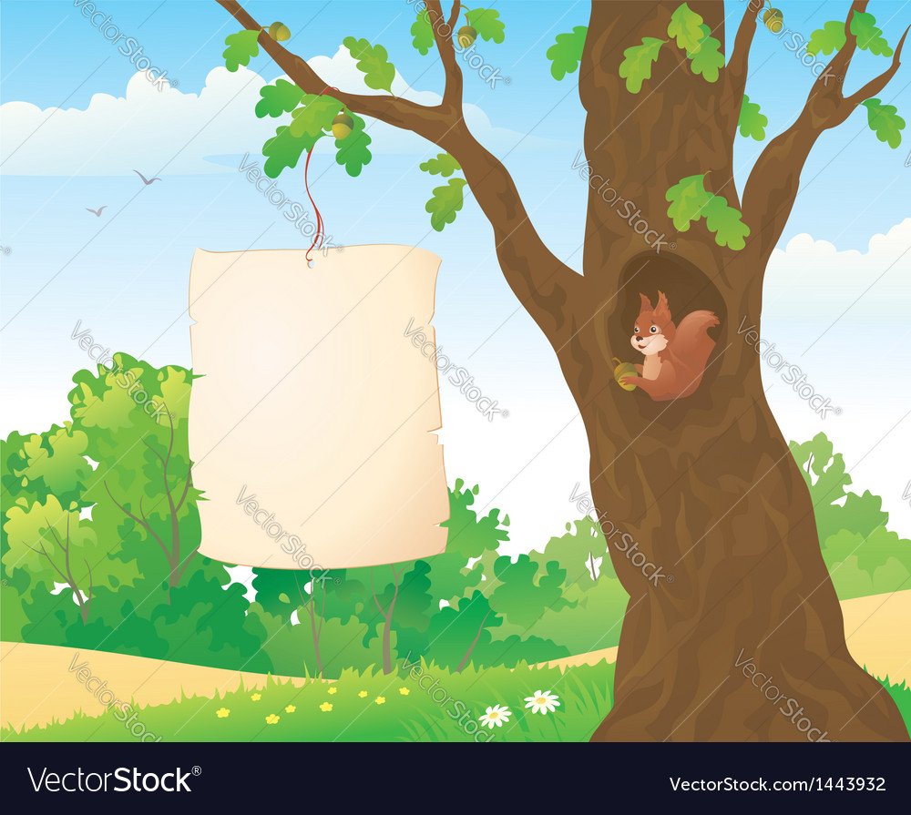 Дерево дуб с дуплом для детей