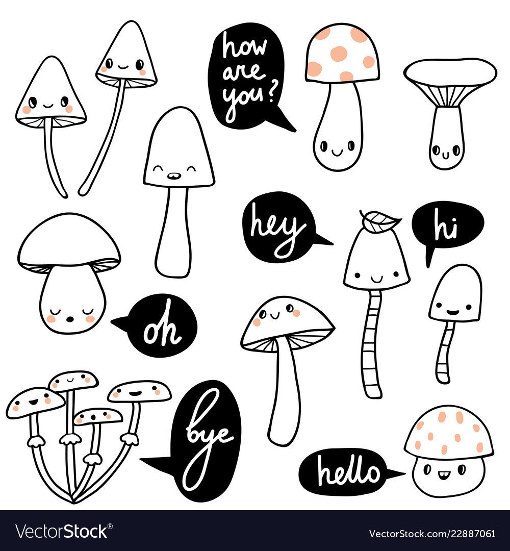 Милые рисунки грибочков