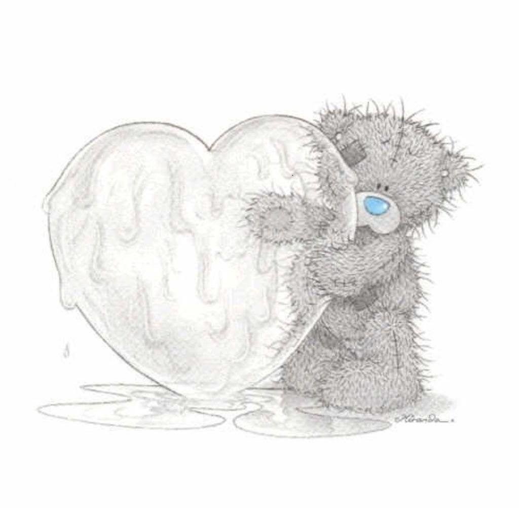 Мишка Тедди с сердечком рисунок