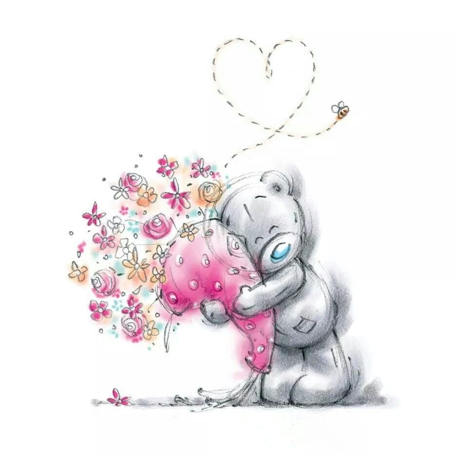 Мишка Тедди с сердечком цветной