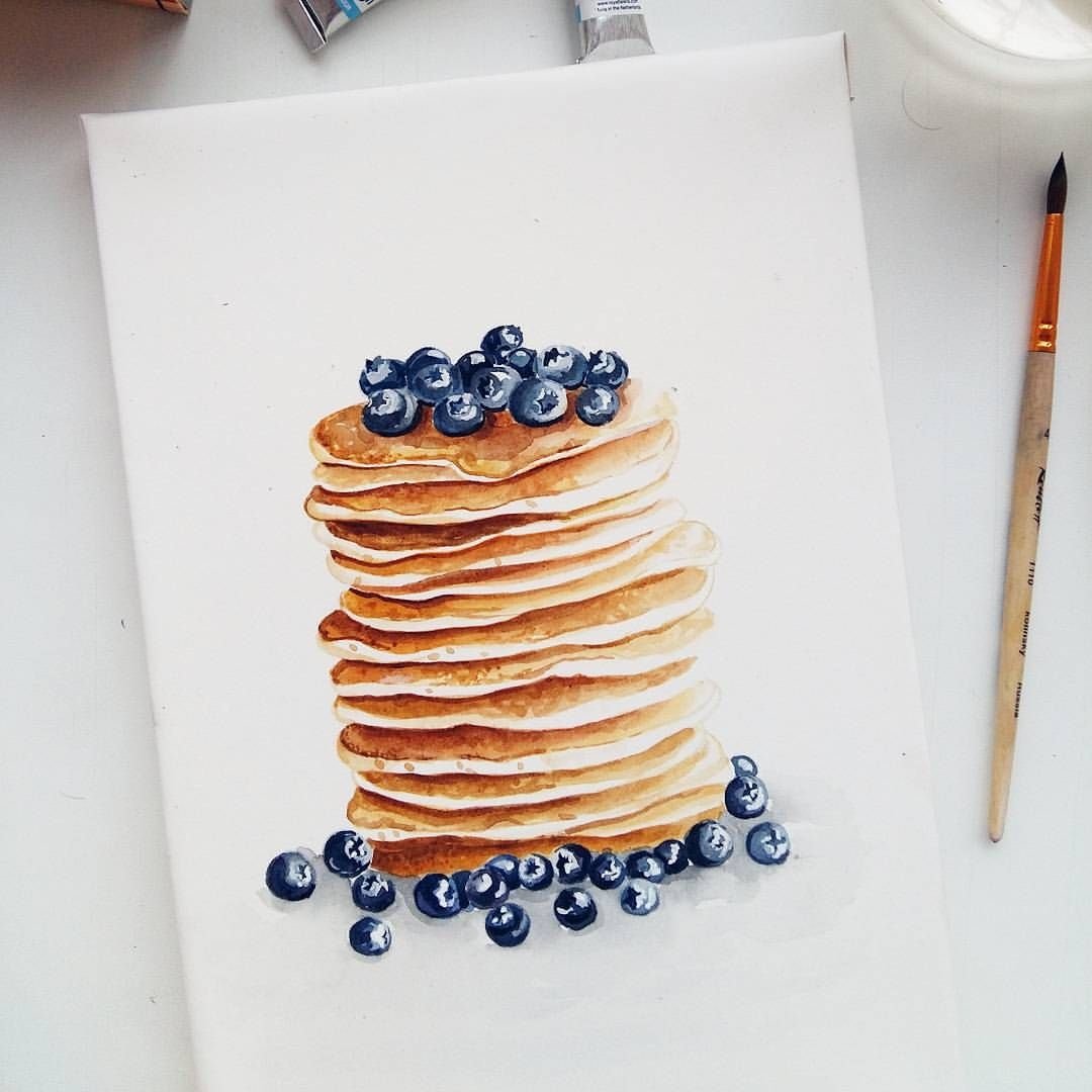 Блины акварельный скетч