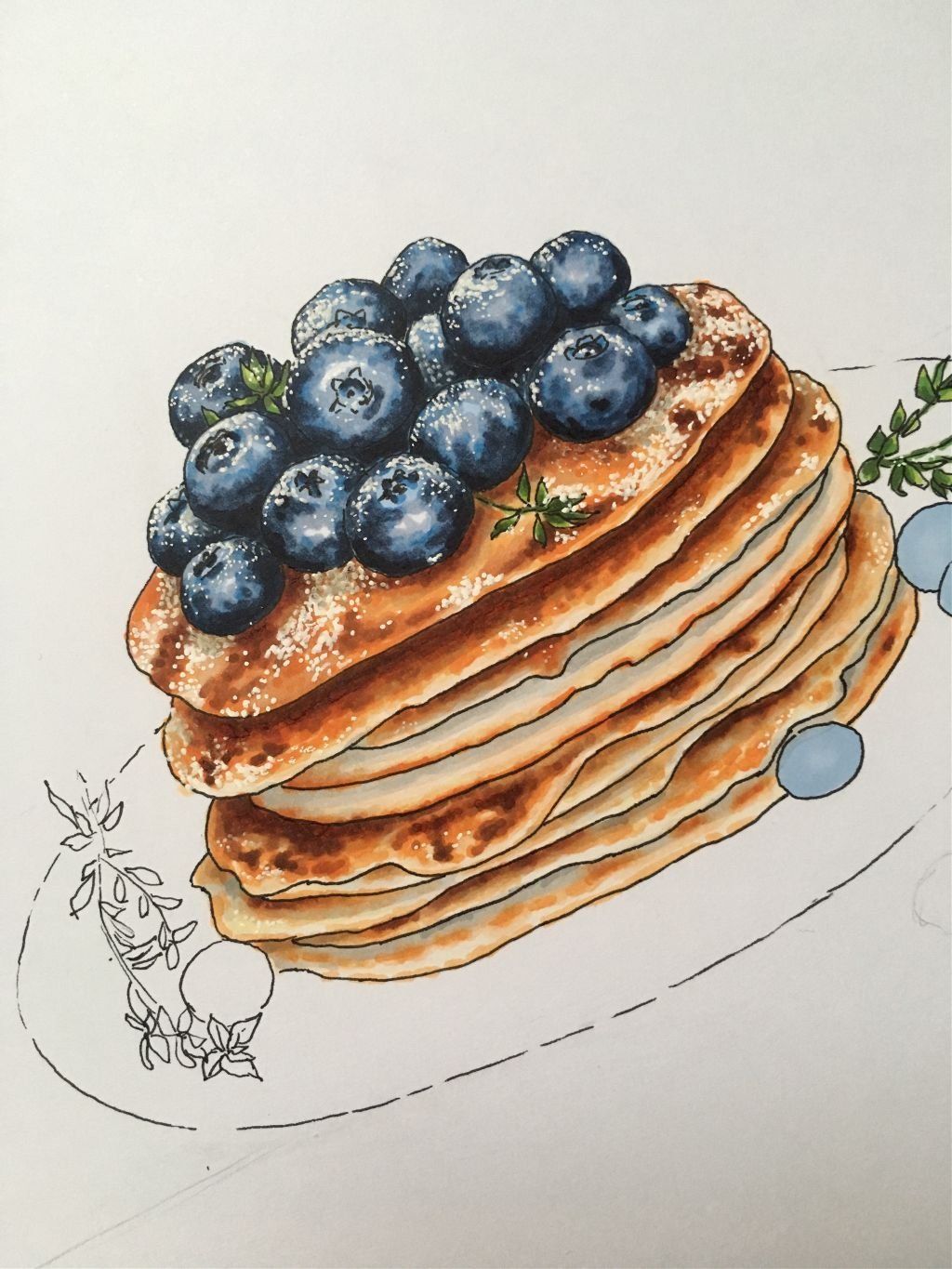 Как нарисовать блинчики поэтапно