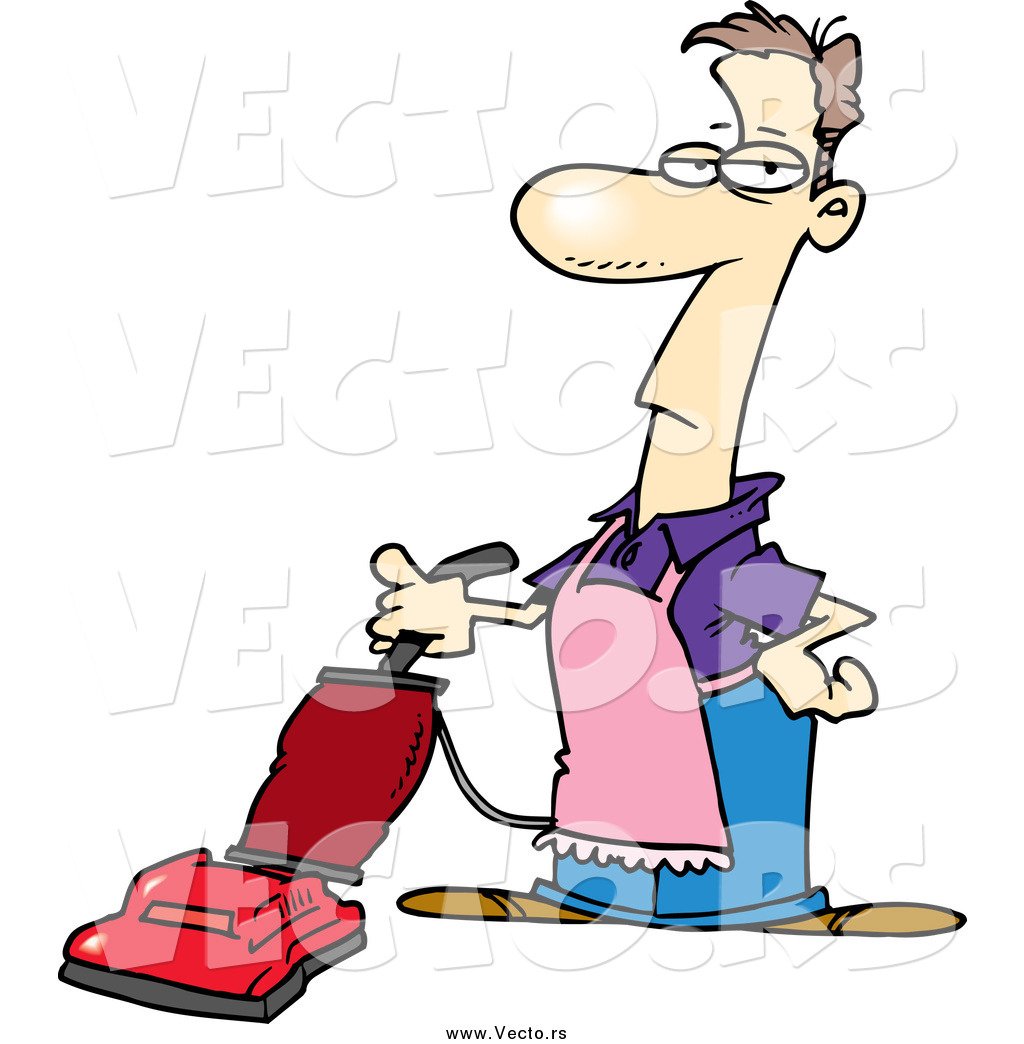 Карикатура уборки с пылесосом