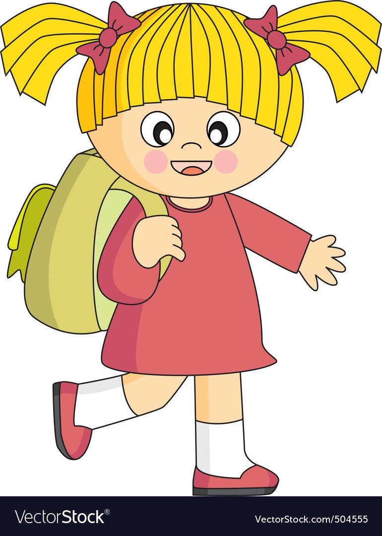 Девочка бежит мультяшка