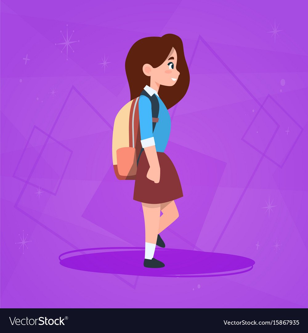 Школьница с рюкзаком