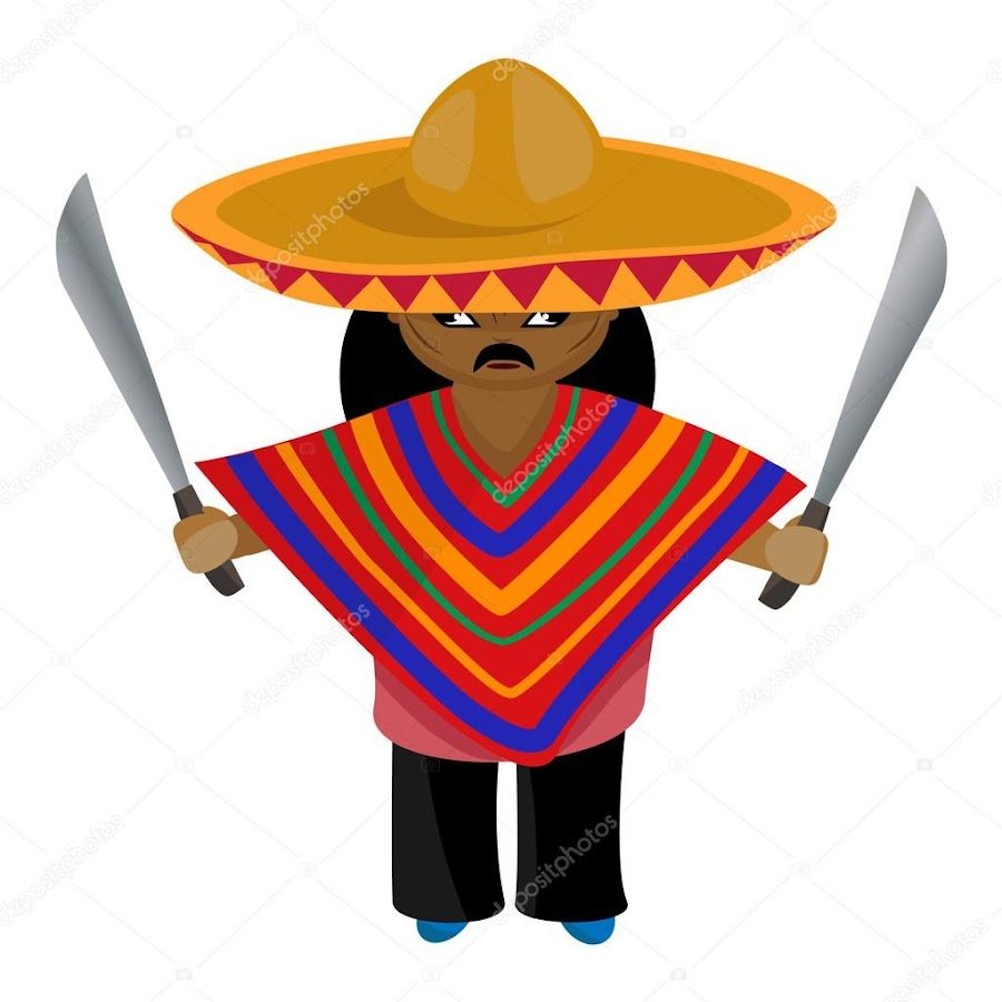 Мексиканец в пончо и Сомбреро арт