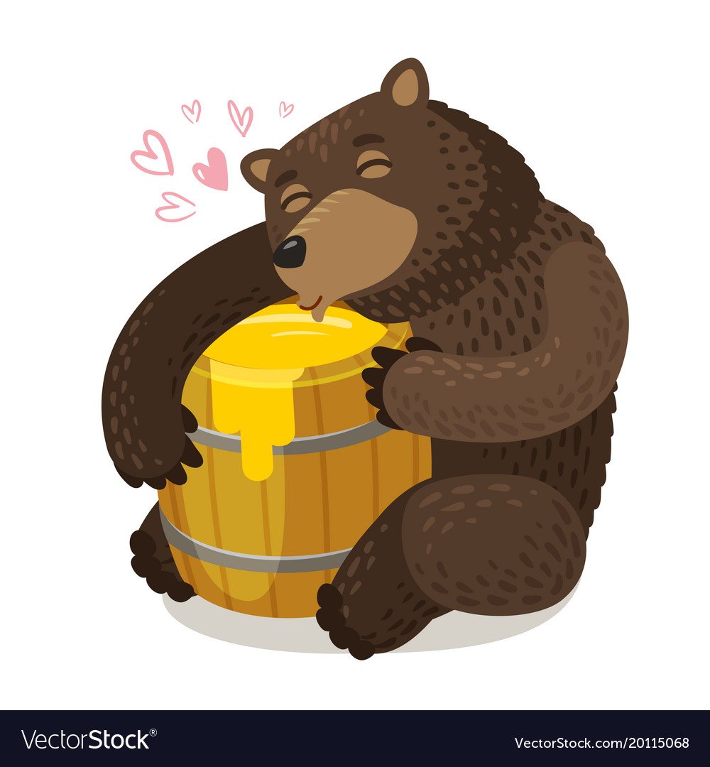 Мишка с медом мультяшный
