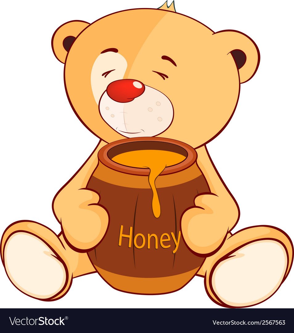 Медведь ест мед