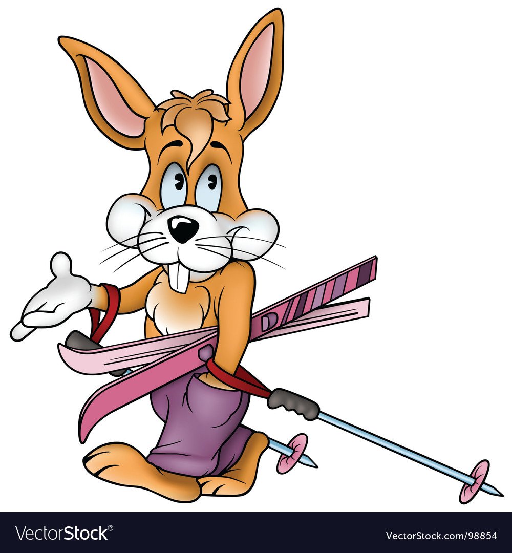 Заяц на лыжах рисунок