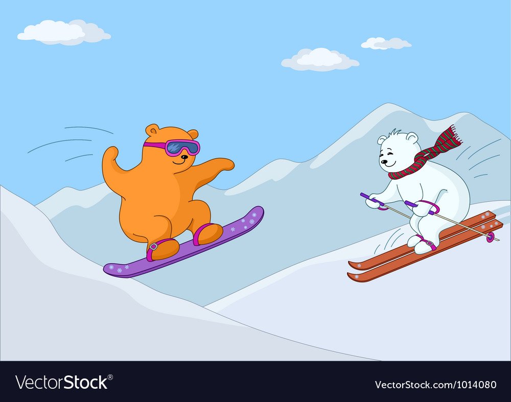 Мишка на лыжах