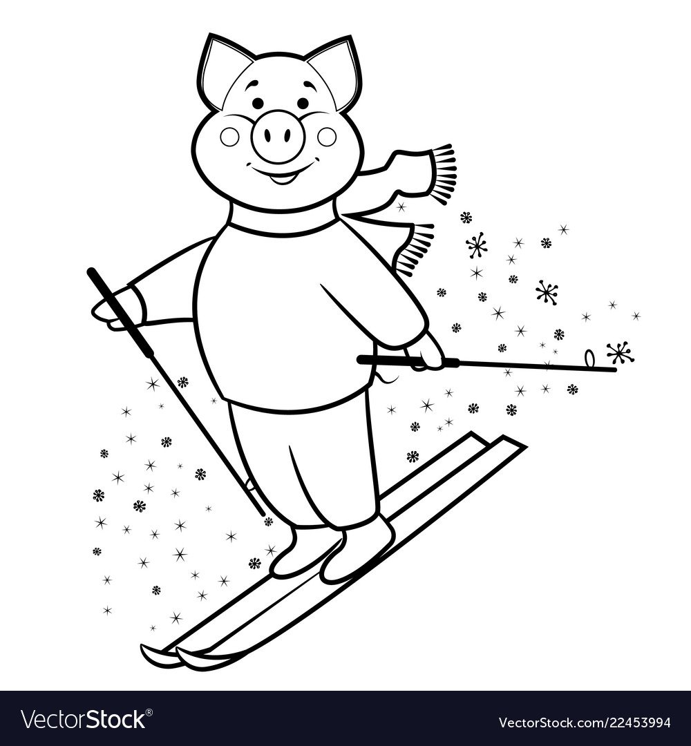 Елочная игрушка кролик на лыжах