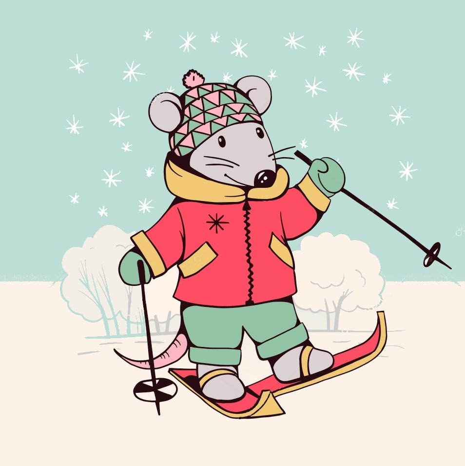 Мышонок на лыжах