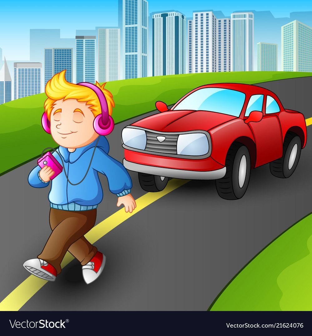 Дети играют на дороге вектор