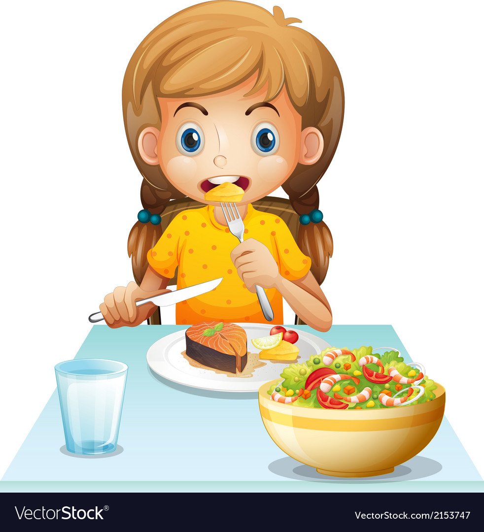 Мультяшная девочка ест