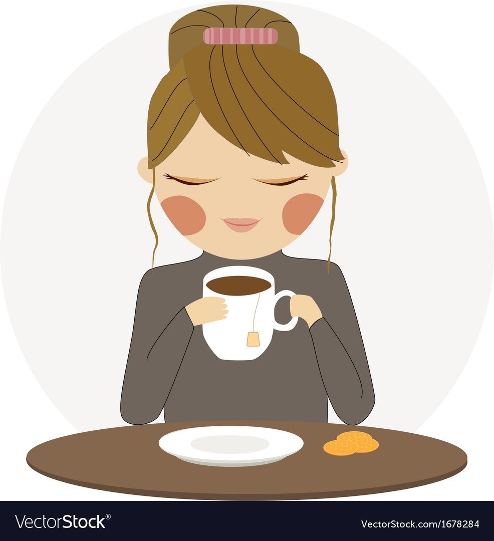 Мультяшка пьет кофе