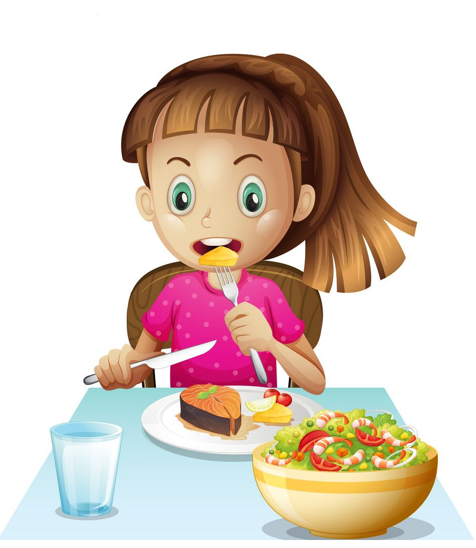 Ребенок ужинает мультяшное