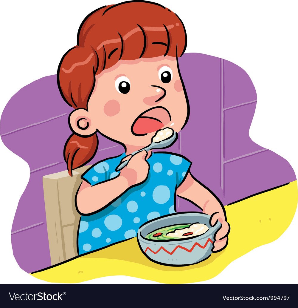 Девочка ест суп