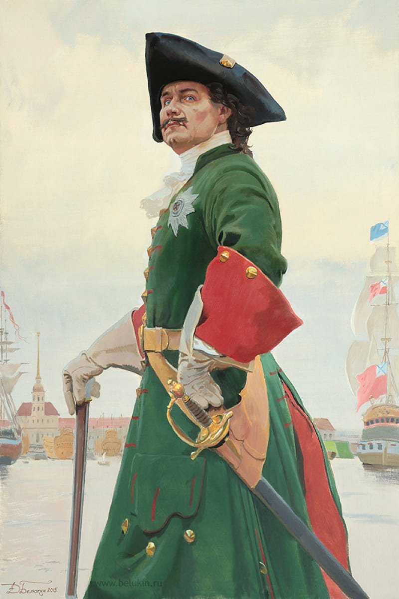 Петр первый (в треуголке)