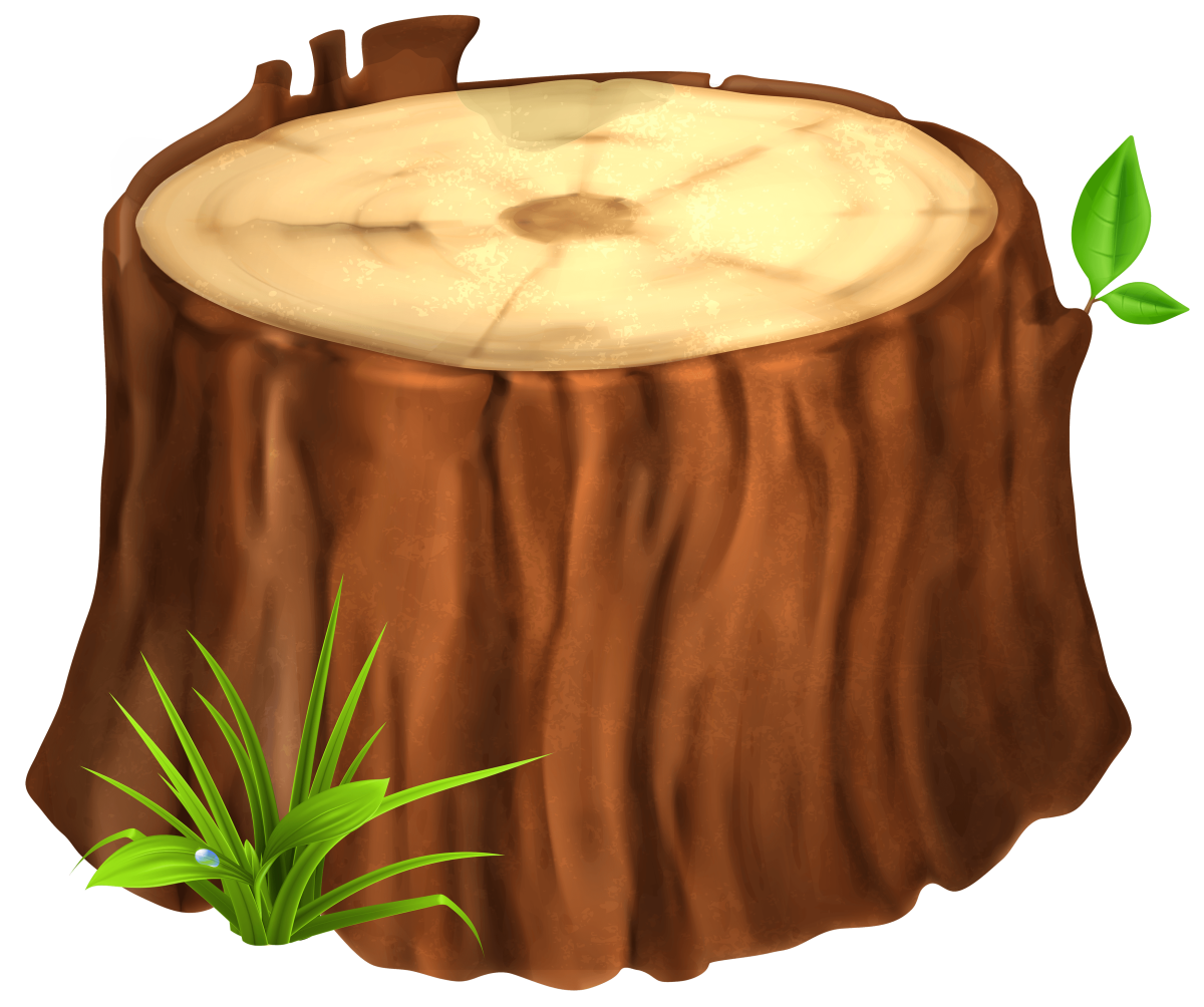 Пень мультяшный с грибами