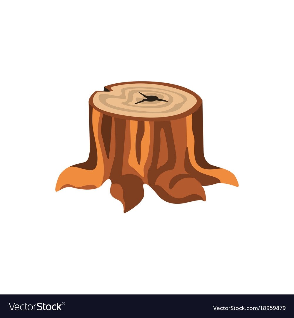 Трухлявый пень на белом фоне