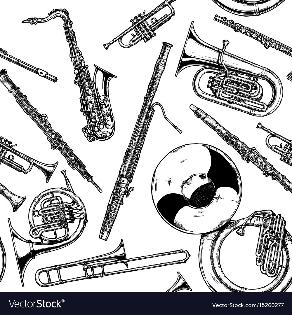 Духовые музыкальные инструменты вектор